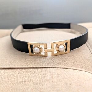 White House Black Market Black Leather Belt Size XS